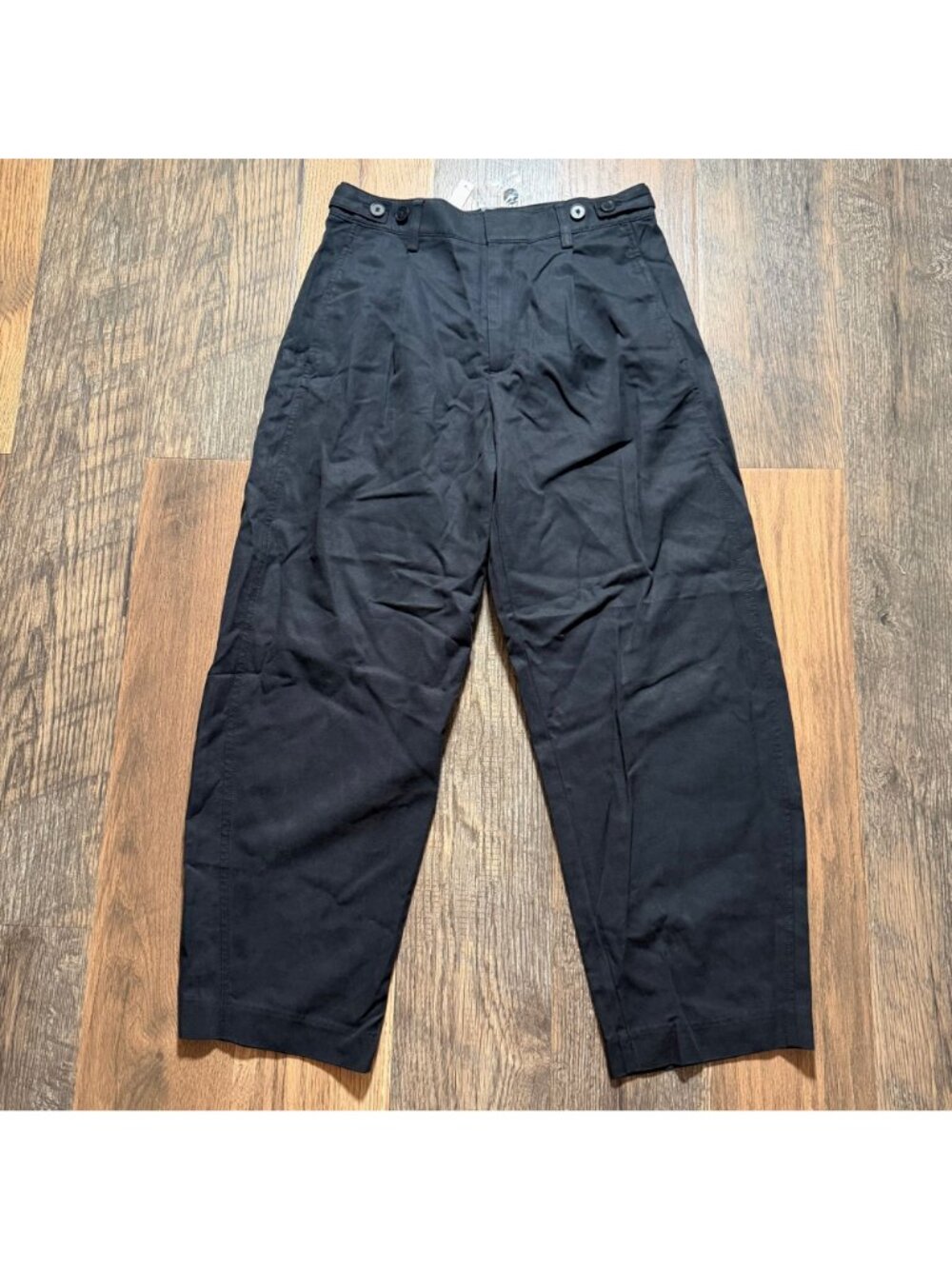 Madewell OA012 The Barrel Leg Pant in Drapey Twill True Black Size 4 NWT - Picture 2 of 5